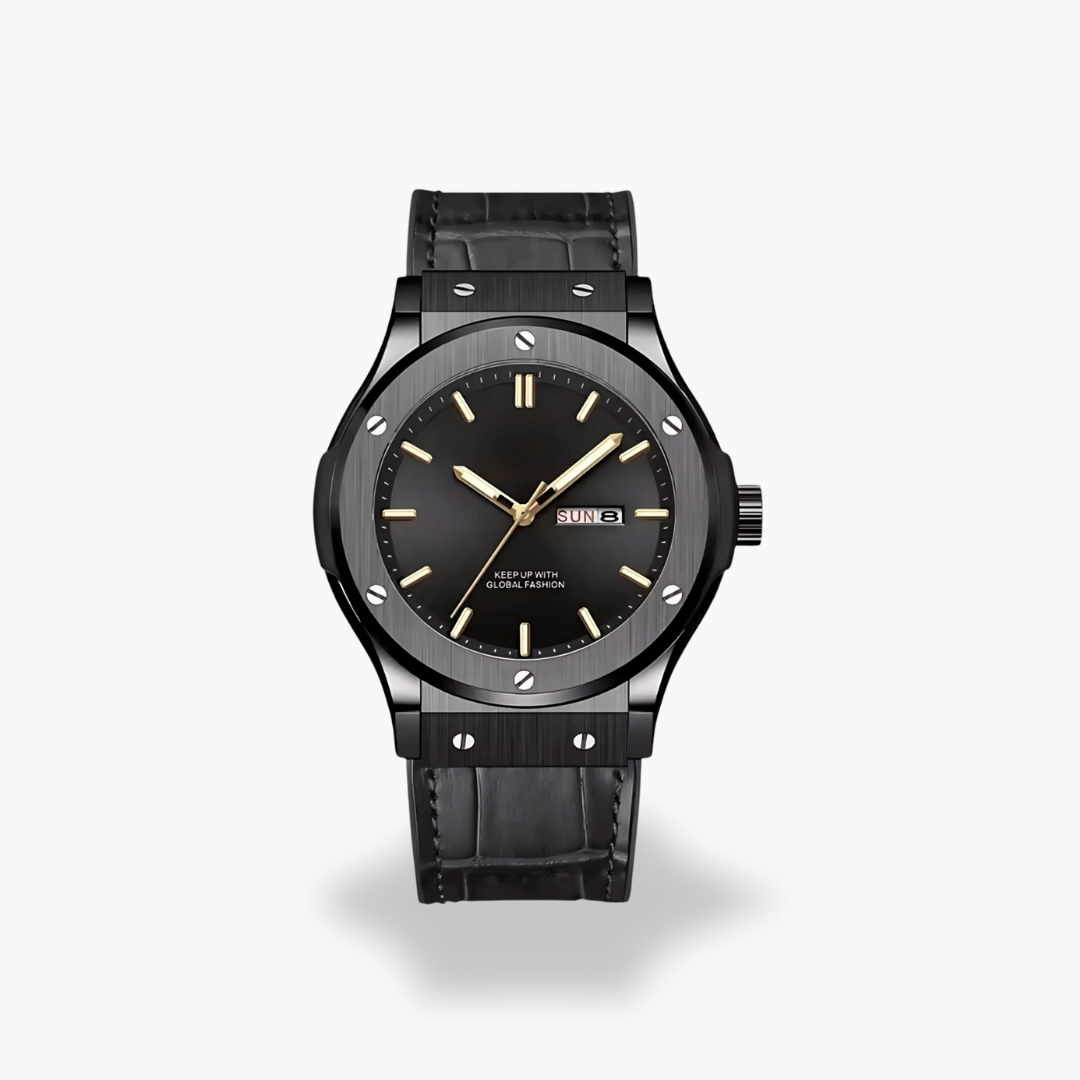 Men's Analog Watch with Leather Strap