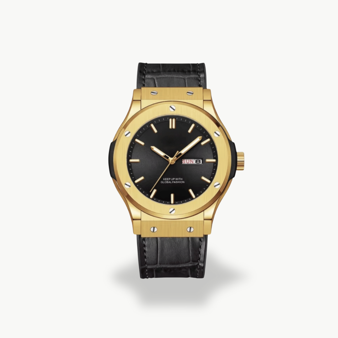 Men's Analog Watch with Leather Strap