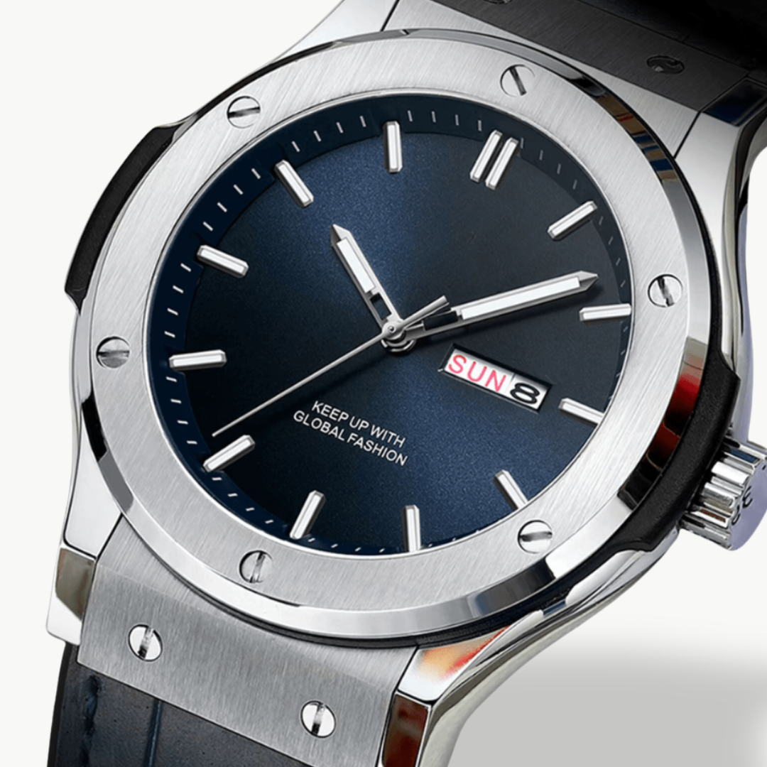 Men's Analog Watch with Leather Strap