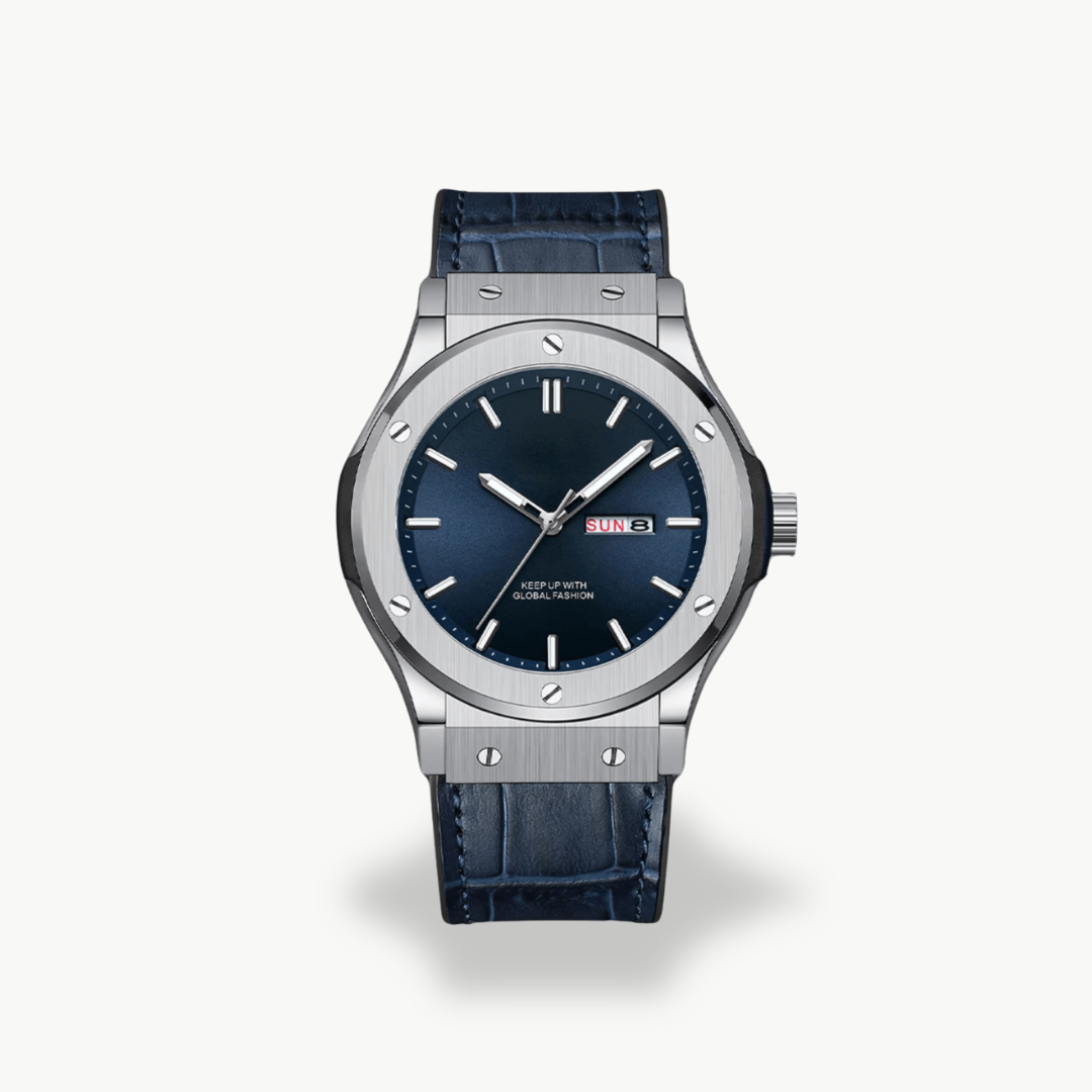 Men's Analog Watch with Leather Strap