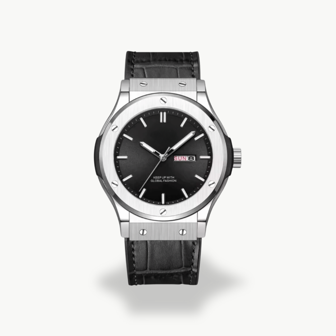 Men's Analog Watch with Leather Strap