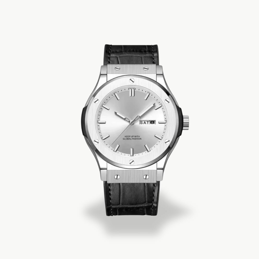 Men's Analog Watch with Leather Strap