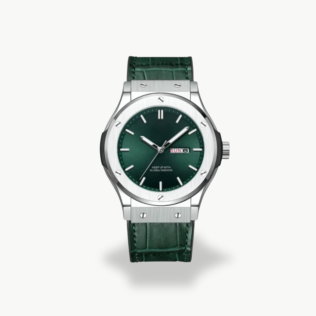 Men's Analog Watch with Leather Strap