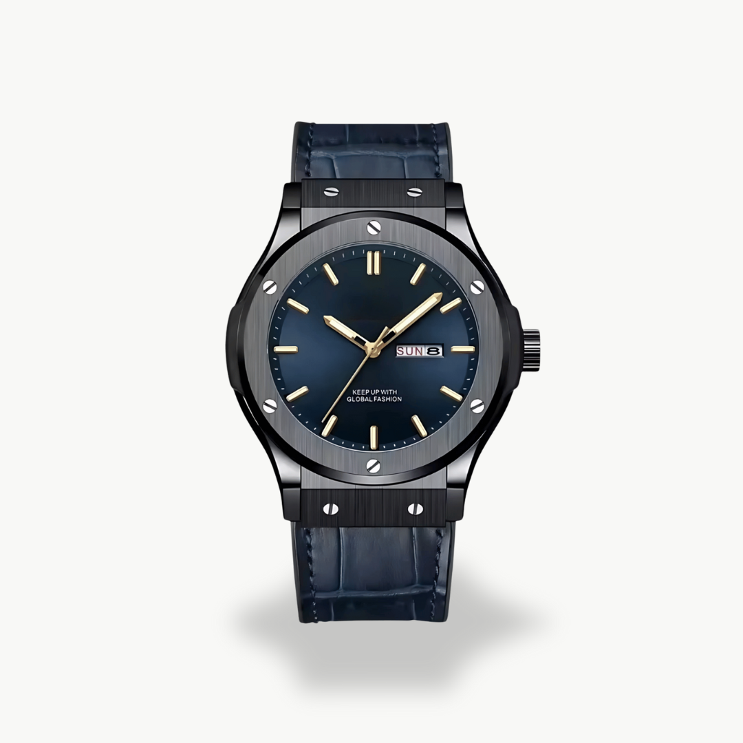Men's Analog Watch with Leather Strap