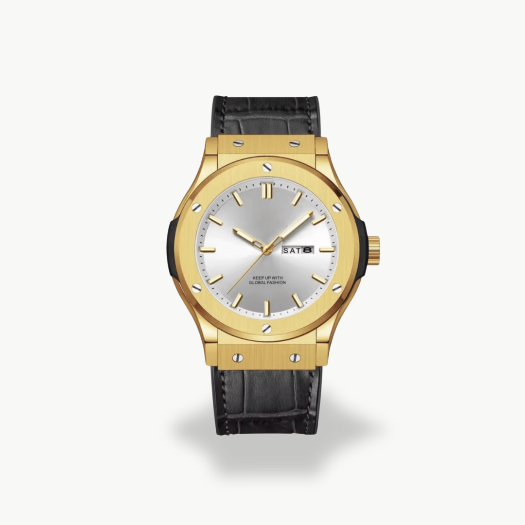 Men's Analog Watch with Leather Strap